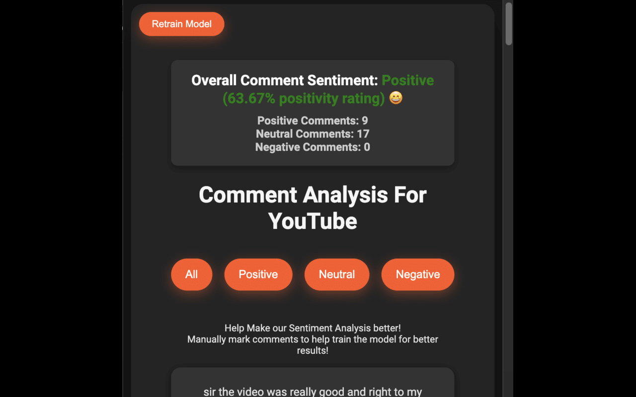 Sentiment Analysis Extension Screenshot